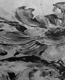 Černobílé obrazy Obraz malované květiny léta v černobílém provedení