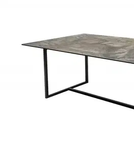 Designové a luxusní jídelní stoly Estila Mramorový hranatý jídelní stůl Collabor s černými kovovými nohami 200cm