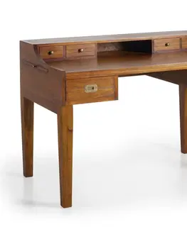 Stylové a luxusní pracovní a psací stoly Estila Masivní stylový psací stůl Star se zásuvkami a dvěma výsuvnými deskami 125cm