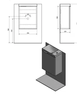 Koupelnový nábytek SAPHO LATUS X umyvadlová skříňka 39,4x50x22cm, dub alabama strip/dub alabama LT110-2322