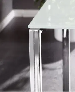 Pracovní stoly Psací stůl sklo Dekorhome Stříbrná / černá