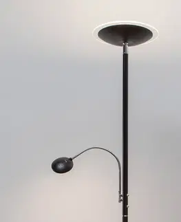 Stojací lampy Lindby LED stojací lampa Malea, čtecí rameno, černá