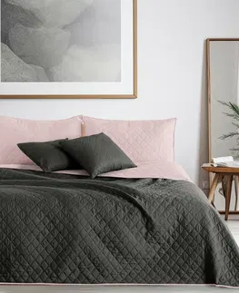 Přikrývky DecoKing Přehoz na postel Axel růžová/ocelová, 170 x 210 cm