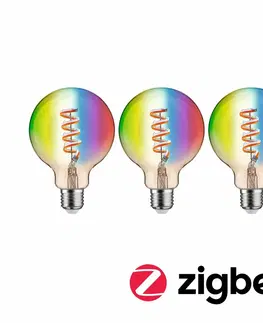 LED žárovky PAULMANN Filament 230V Smart Home Zigbee 3.0 LED Globe G95 E27 3x6,3W RGBW+ stmívatelné zlatá