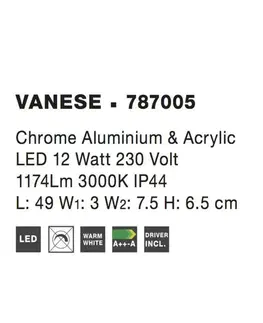LED nástěnná svítidla Nova Luce Stylové koupelnové nástěnné LED svítidlo Vanese - 12 W LED, 1174 lm, 490 mm NV 787005