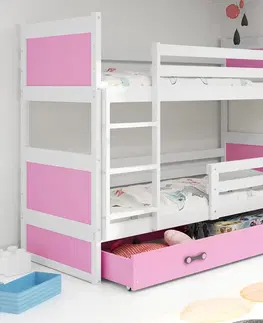 Postele BMS Dětská patrová postel RICO | bílá 80 x 190 cm Barva: Růžová