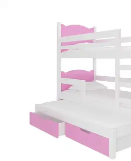 Postele ArtAdrk Dětská patrová postel LETICIA Barva: bílá / růžová