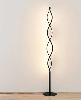 Stojací lampy Lindby Lindby Welina LED stojací lampa, kroucená, černá