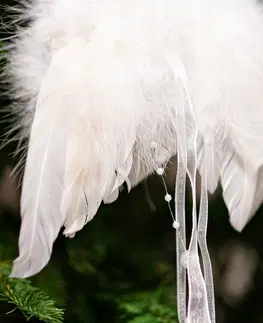 Vánoční dekorace Andělská křídla z peří, barva bílá, baleno 12 ks v polybag. Cena za 1 ks.