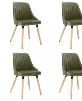 Židle Jídelní židle 4 ks látka / buk Dekorhome Světle zelená