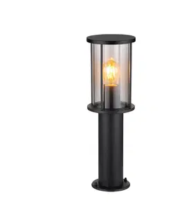 Sloupková světla Globo Podstavné svítidlo Gracey, výška 45 cm, černá barva, nerezová ocel, IP54
