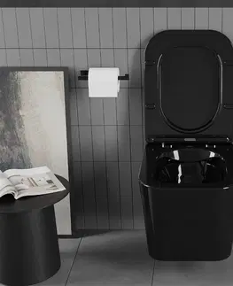 Záchody MEXEN Teo Závěsná WC mísa včetně sedátka s slow-slim, Duroplastu, černá 30854070