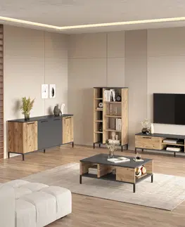 Obývací stěny a sestavy nábytku Set nábytku do obývacího pokoje RL6-AA borovice atlantic antracit