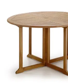 Zahradní stoly Estila Skládací zahradní stůl z teakového dřeva kulatý Jardin