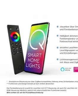 Chytré osvětlení PAUL NEUHAUS Q-VITO LED závěsné svítidlo v barvě oceli s nastavitelnou barvou světla a ovladačem Smart Home ZigBee 2700-5000K