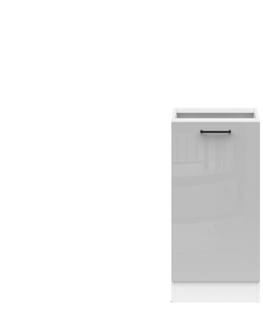 Kuchyňské linky JAMISON, skříňka dolní 40 cm bez pracovní desky, levá, bílá/světle šedý lesk 