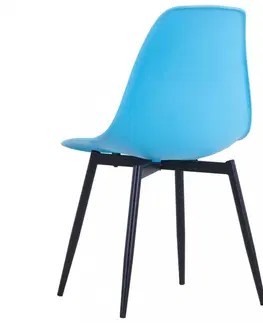 Židle Jídelní židle 2 ks plast / kov Dekorhome Modrá