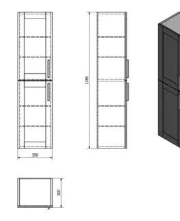 Koupelnový nábytek SAPHO AMIA skříňka vysoká 35x140x30cm, levá/pravá, dub Collingwood AM020-1919