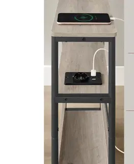 Stolky do obývacího pokoje SONGMICS Odkládací stolek s USB Vasagle Jinad šedý