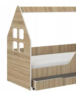 Dětské postele Dětský domeček na postel se zásuvkou 140 x 70 cm v provedení dub sonoma pravý