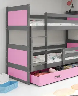 Postele BMS Dětská patrová postel RICO | šedá 80 x 160 cm Barva: Růžová