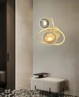 Designová nástěnná svítidla WOFI Nástěnné svítidlo Metz 2x 3,5W G9 780lm 3000K zlatá + kouřová 4015-204