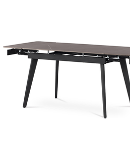 Jídelní stoly Jídelní stůl LONGAN, šedý mramor/černý matný lak