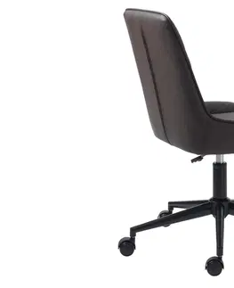 Kancelářská křesla Furniria Designová kancelářská židle Dana tmavě hnědá ekokůže