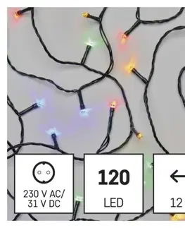 Vánoční řetězy a lamety EMOS LED vánoční řetěz Steny s časovačem 12 m barevný