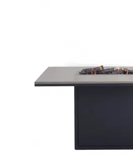 Přenosná ohniště Krbový plynový stůl Cosiloft 120 vysoký jídelní stůl černý rám / deska šedá (neobsahuje sklo) COSI