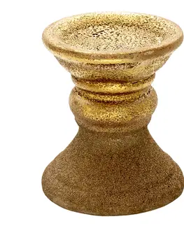 Svícny Zlatý keramický svícen s patinou Alwyn - Ø 13*15 cm Clayre & Eef 6CE1301