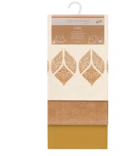 Utěrky AmeliaHome Sada kuchyňských ručníků Letty Stamp - 3 ks světle hnědá, velikost 50x70