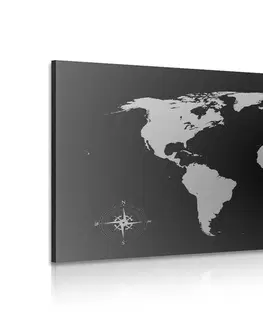 Obrazy mapy Obraz mapa světa v odstínech šedi