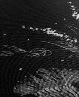 Černobílé obrazy Obraz s květinovým ornamentem v černobílém provedení