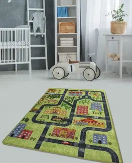 Koberce a koberečky Conceptum Hypnose Dětský koberec Malé město 100x160 cm zelený