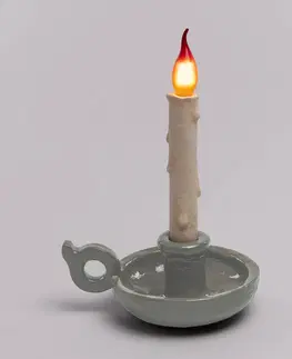 Vnitřní dekorativní svítidla SELETTI LED deko stolní lampa Grimm Bugia tvar svíčky šedá