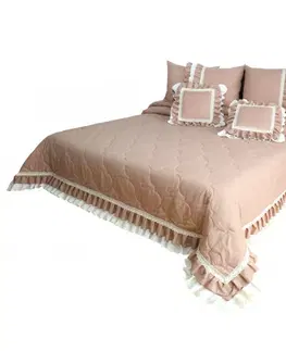 Luxusní přehozy na postel Vintage starorůžový přehoz na postel v romantickém stylu