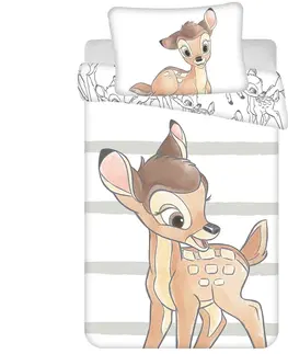 Povlečení Jerry Fabrics Dětské bavlněné povlečení do postýlky Bambi stripe, 100 x 135 cm, 40 x 60 cm