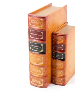 Různé luxusní dekorace a doplňky Estila Stylový kožený set knih H.B. Stowe v oranžové barvě s dekorativním vzhledem 27cm