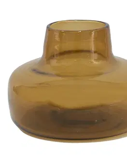 Dekorativní vázy Hnědá skleněná váza s úzkým hrdlem - Ø 15*10 cm Clayre & Eef 6GL3452