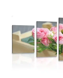 Obrazy zátiší 5-dílný obraz něžná květinová kompozice