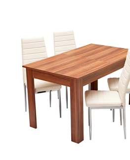 Jídelní sety Jídelní stůl rozkládací GHAMUBAR + 4 židle SNAEFELL, krémově bílá