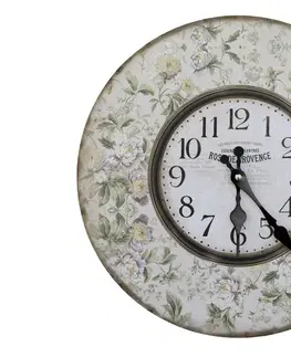 Hodiny Béžové antik nástěnné hodiny Rose de Provence – 34*3cm/ 1*AA Chic Antique 22032119