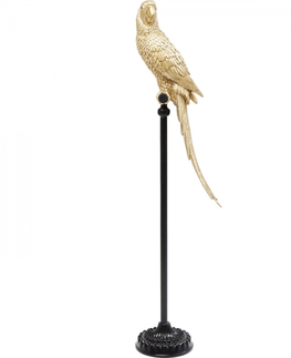 Dekorativní předměty KARE Design Socha Papoušek na bidýlku Zlatý 116cm