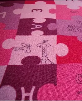 Koberce a koberečky Dywany Lusczow Dětský koberec PUZZLE fialový, velikost 100x100
