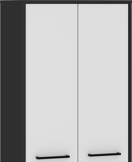 Šatní skříně Skříň PRUDHOE 2D, černá/bílý lesk, 5 let záruka
