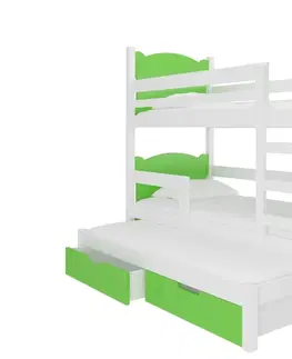 Postele ArtAdrk Dětská patrová postel LETICIA Barva: Borovice/zelená