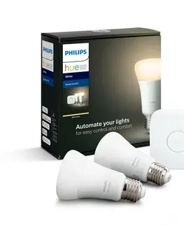 LED žárovky PHILIPS HUE Hue Bluetooth LED White základní sada LED žárovka 2xE27 A19 9W 806lm 2700K + Bridge