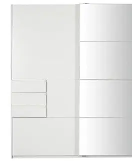 Šatní skříně s posuvnými dvěřmi Skříň S Posuvnými Dveřmi Oldenburg Bílá/zrcadlo