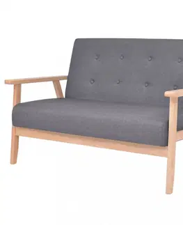 Pohovky Dvoumístná sedačka textil / dřevo Dekorhome Tmavě šedá